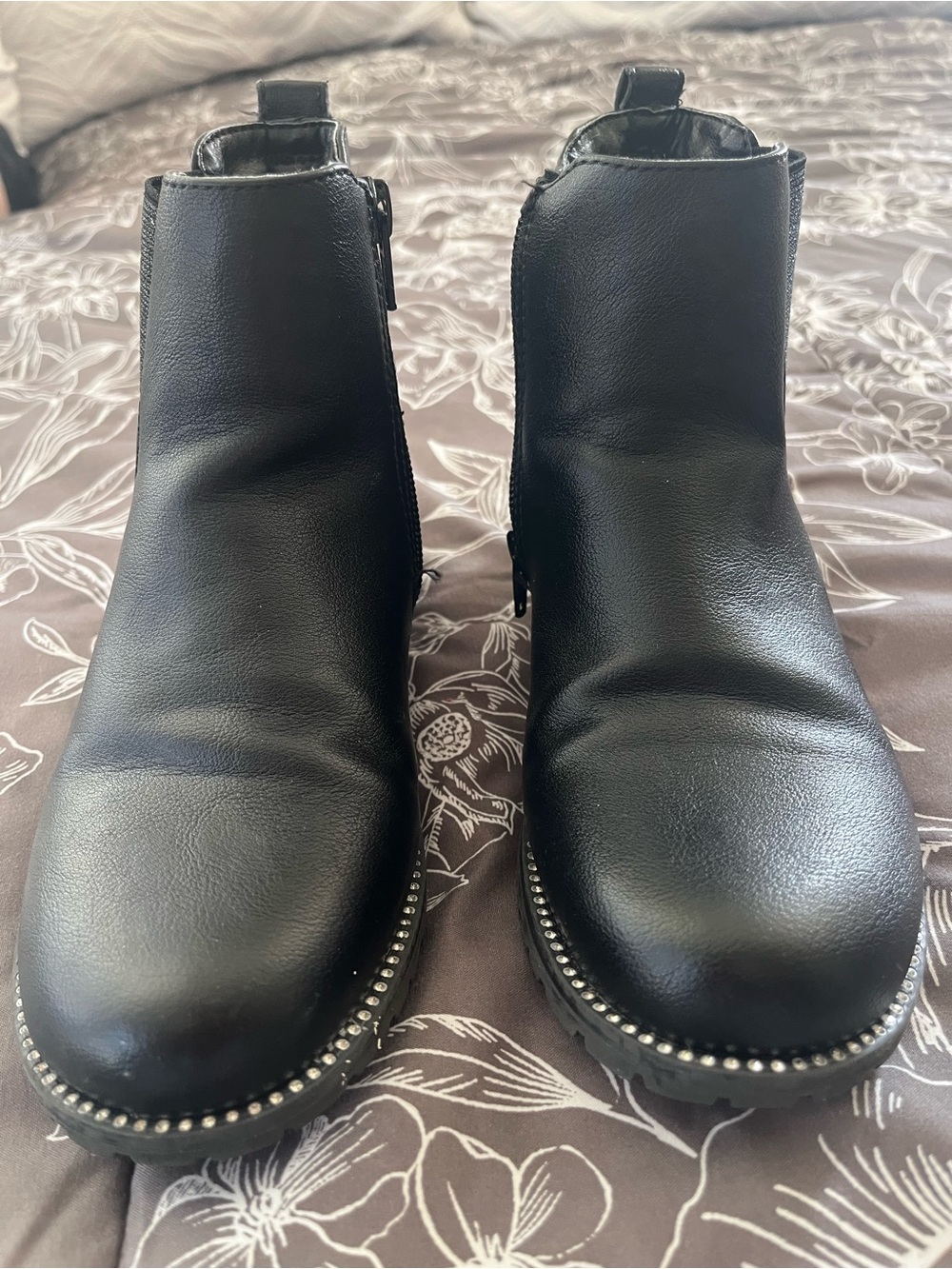 The Children's Place Black Ankle Boots with Studded Trim